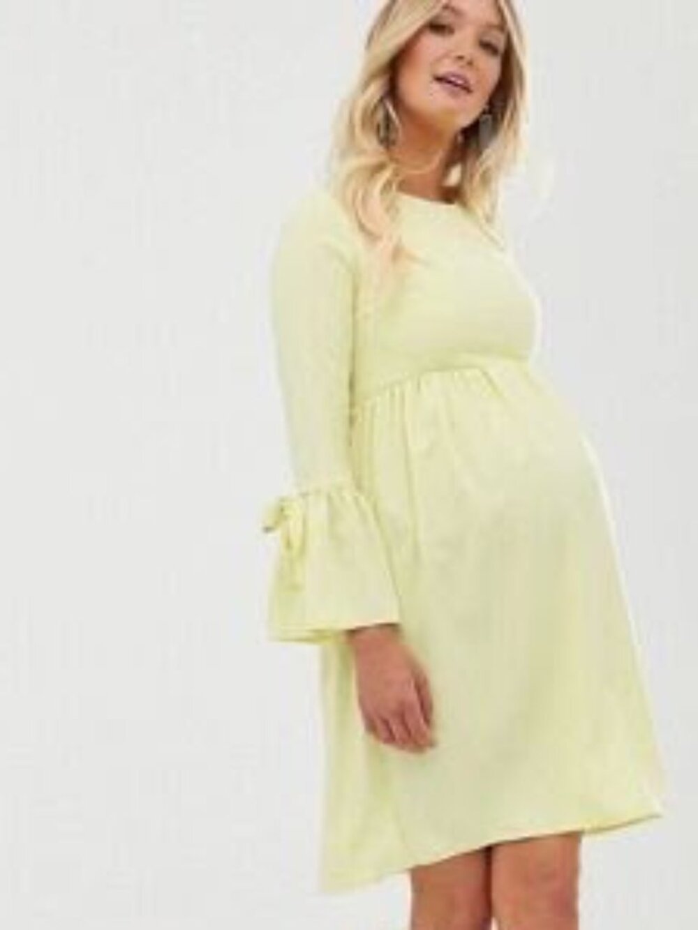 ASOS Queen Bee Maternity Skater Dress Yellow Women's Size UK 18 (US 14)